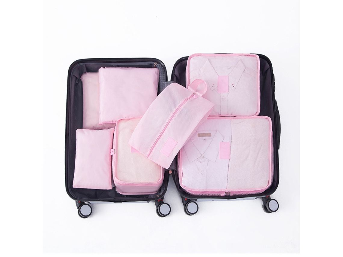 Bolsa BRILVIBERA de Viagem Rosa com Compartimentos e Alças Ajustáveis