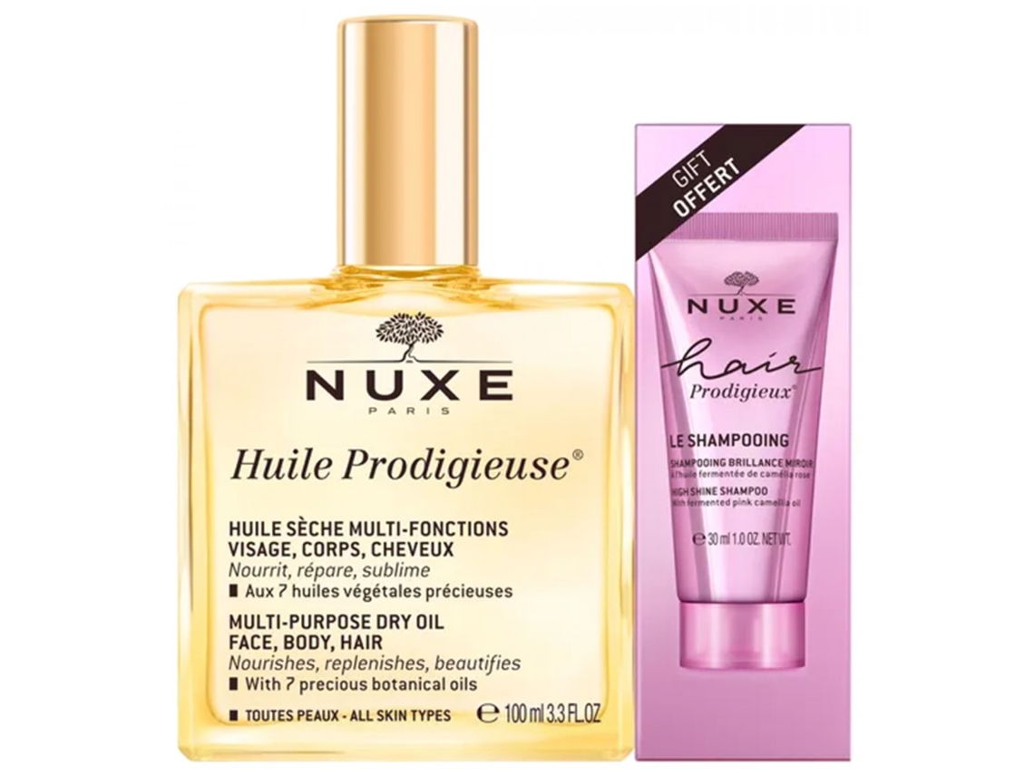 NUXE Huile Prodigieuse 100 Ml Cabelo Prodigieux Le Shampoing Brillance Miroir 30 Ml Oferecido