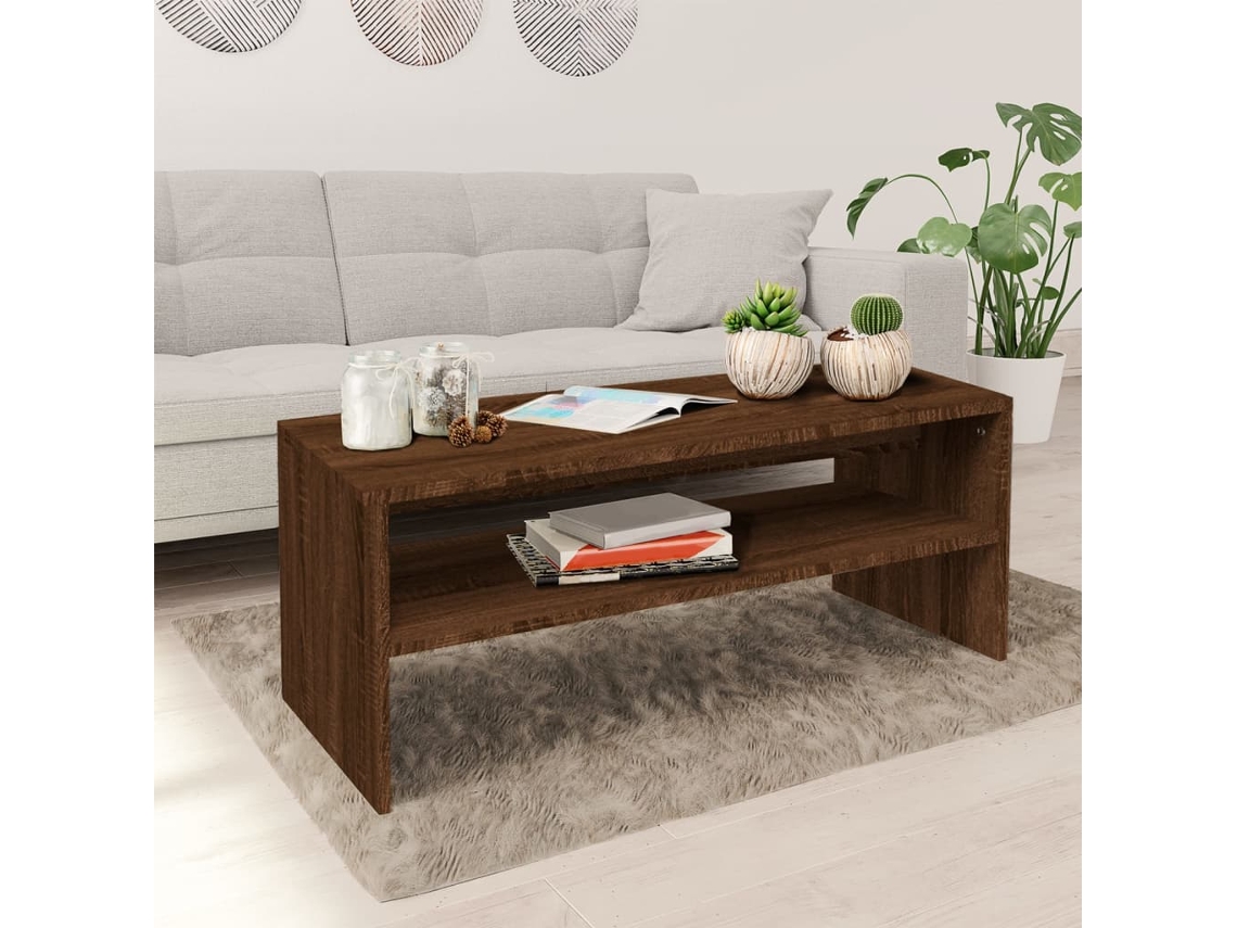 Vidaxl Mesa De Centro 100x40x40 Cm Derivados Madeira Carvalho Castanho