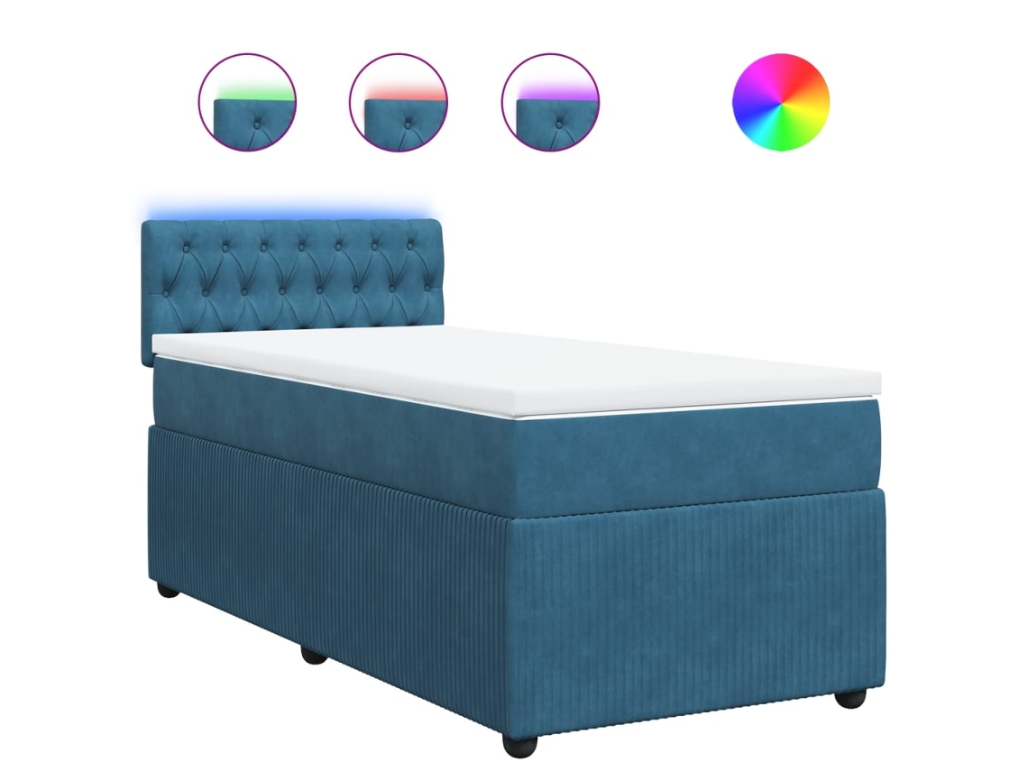 Box Spring Bed, Box Spring Beds Vidaxl Azul Veludo (100 X 200 Cm)