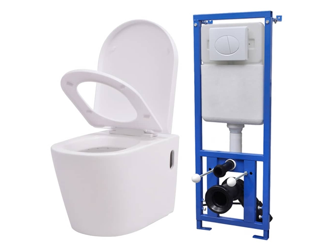 Vidaxl Sanita De Parede Com Cisterna Oculta, Cerâmica, Branco