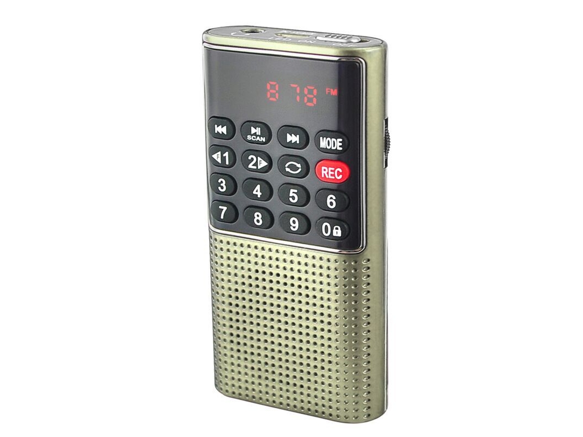 Mini Rádio Fm Portátil, Gravador de Fita e Bateria Recarregável de Longa Duração. MDUG (dourado)