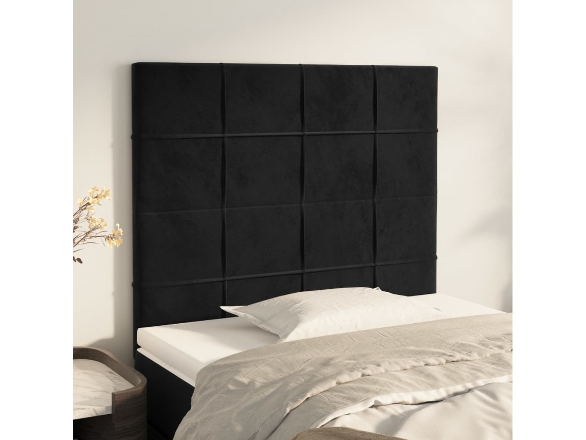 Vidaxl Cabeceira Preta 80x5x118/128 Cm Veludo