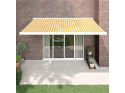 Vidaxl Toldo Retrátil 4x3 M Tecido E Alumínio Amarelo E Branco