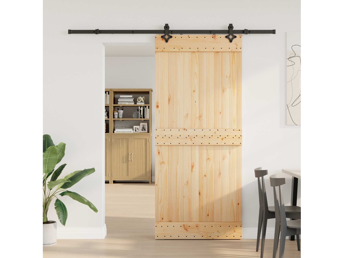 Vidaxl Porta Deslizante Narvik Natural E Preto 90 X 210 Cm (213,5 Cm)