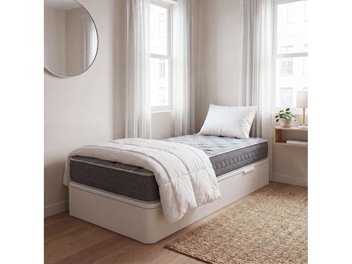 Sommier com Arrumação Lateral WHAT THE SLEEP Storage Bed - 90x190cm (31 Cm de Altura - Branco)