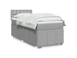 Vidaxl Cama Com Molas/colchão 90x200 Cm Tecido Cinza-claro