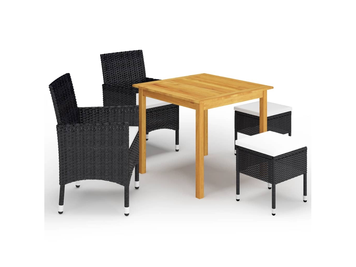Vidaxl 5 Pcs Conjunto De Jantar Para Jardim Preto
