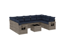 Conjunto de Sofá de Jardim, 10 Peças, Almofadas, Rattan Cinza MAISON EXCLUSIVE