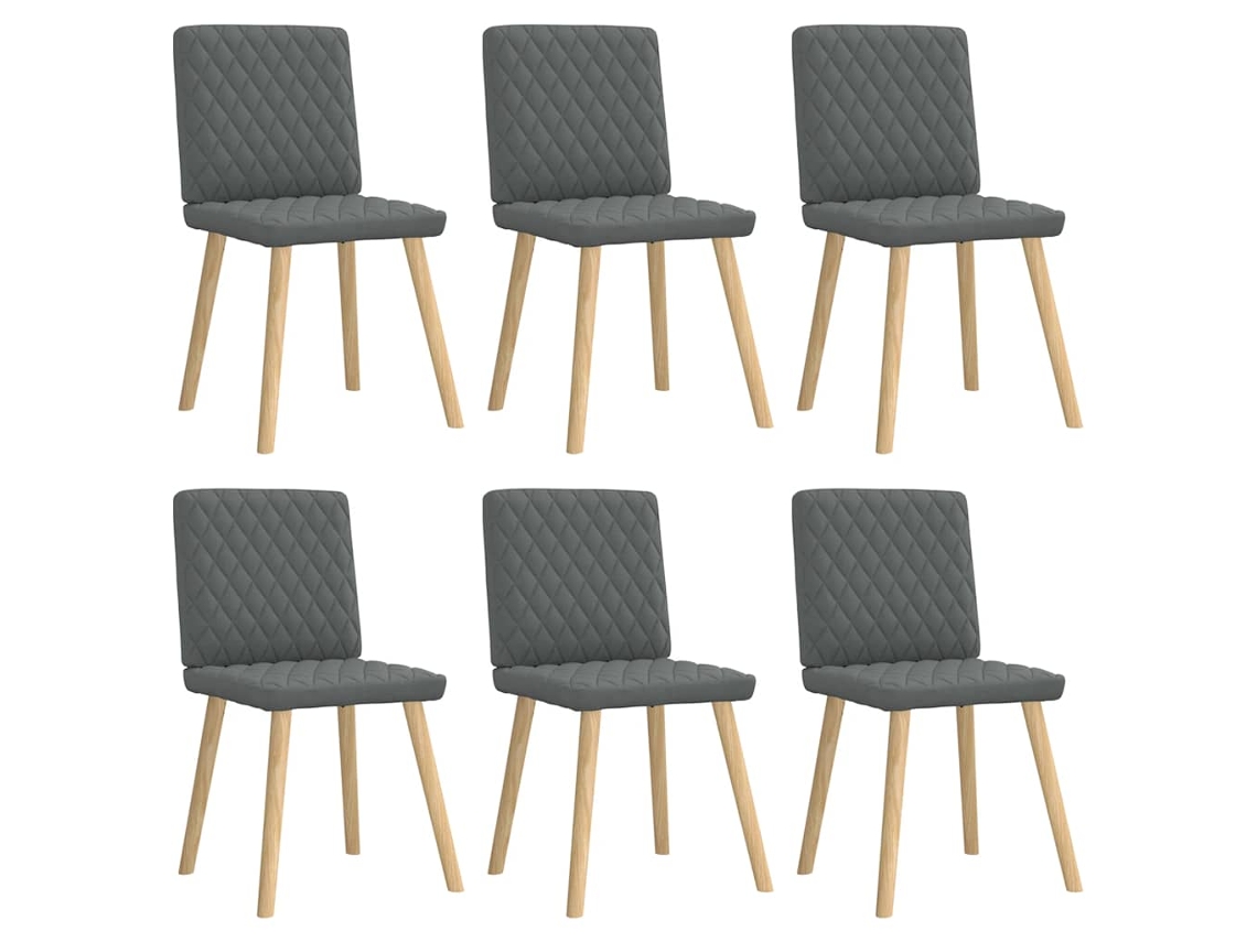 Vidaxl Cadeiras De Jantar 6 Pcs Tecido Cinzento-escuro