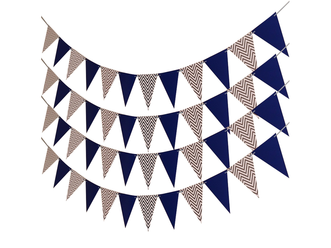 4 Pacotes Decoração Azul Bandeiras Triangulares para Festa NEVEANCE