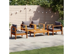 Conjunto De 5 Peças De Sofás De Jardim Com Almofadões Acácia Maciça Dkd Home Decor