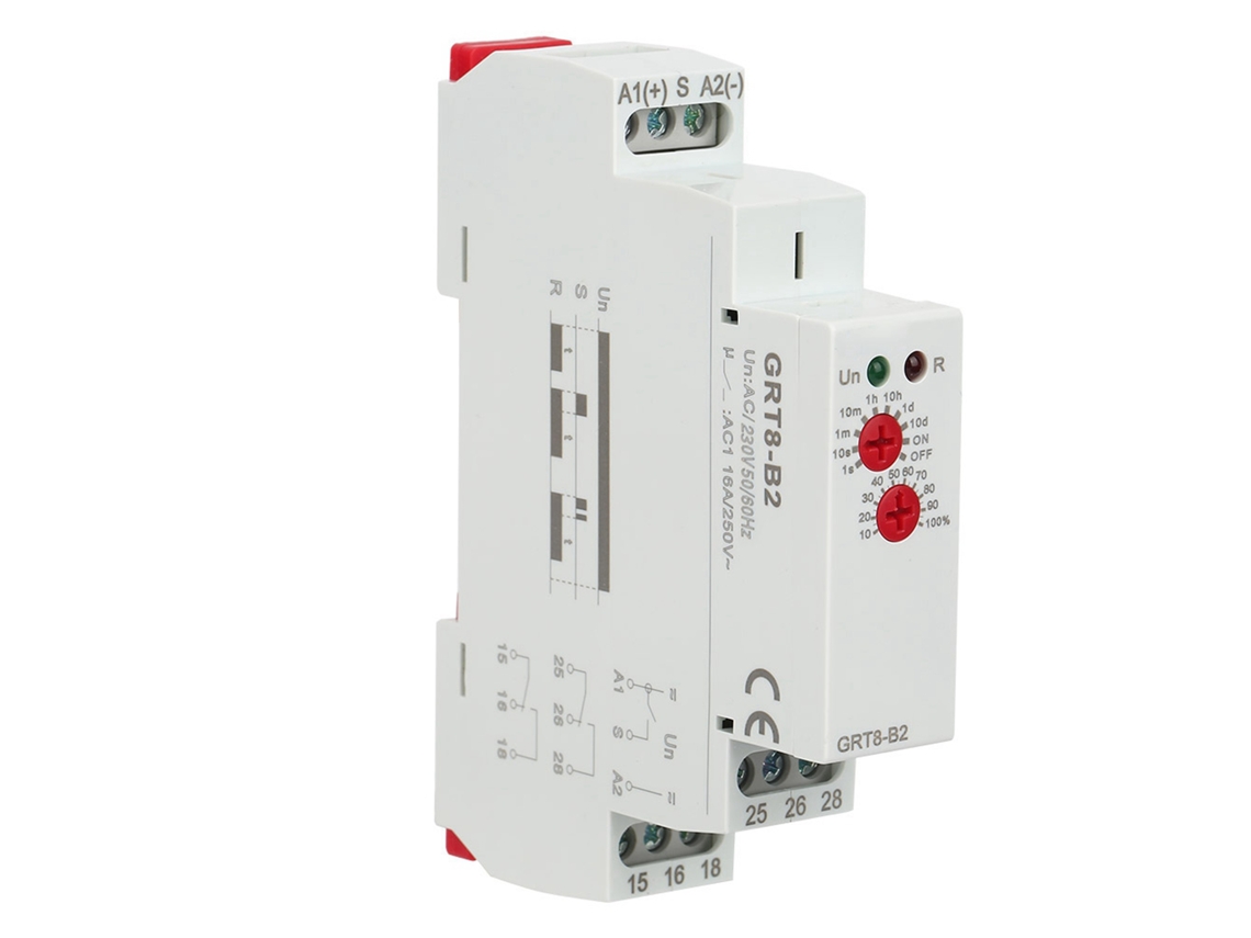 Relé de Tiempo Grt8 b2 de Función Simple para Rail Din Control Ac230 Mini