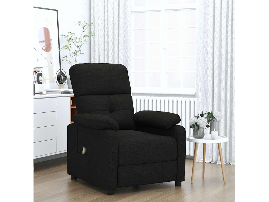 Vidaxl Poltrona De Massagens Tecido Preto