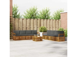 Vidaxl Conjunto De Sofás Para Exterior 9 Unid. Natural E Antracite