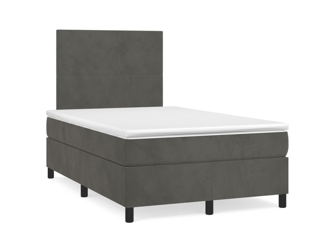 Vidaxl Cama Boxspring Com Colchão 120x190 Cm Veludo Cinzento-escuro