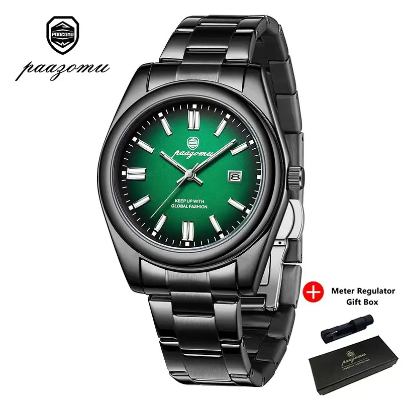 (preto/verde) Relógio À Prova D'água De Alta Qualidade, Luxuoso, Em Aço Inoxidável Com Mostrador De Data.