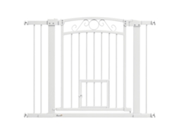 Portão interno de segurança para cães, 2 extensões, porta gato, branco, 77cm altura, S/MARCA