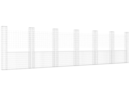 vidaXL Cesto gabião em forma de U c/ 7 postes 740x20x200 cm ferro