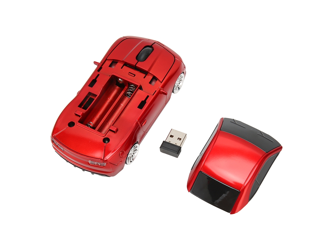 Mouse Sem Fio De Carro De Corrida Vermelho 1600 Dpi