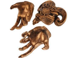 Crânio de Cabra Decorativo Parede em Resina com Detalhes Mão e Chifre, Estátua Robusta Animal CHABERLU