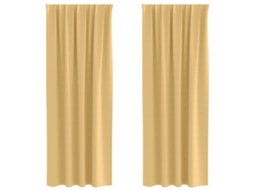 Conjunto 2 Cortinas Opacas Vidaxl Bege Poliéster (245 X 140 Cm)