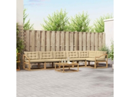 Vidaxl Conjunto De Sofás Para Exterior 7 Unid. Branco E Bege