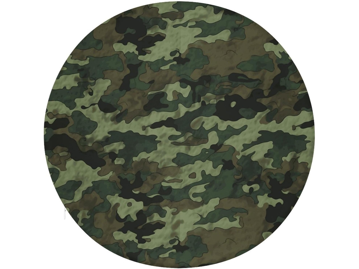 Almofada Redonda Camuflada Verde Militar, Antiderrapante, Removível, Para Cadeira, Banqueta, Sofá, Escritório, Cozinha