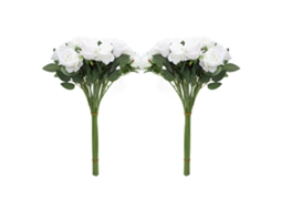 50 Rosas Artificiais Brancas Com Talo Longo Para Decoração