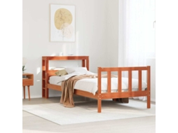 Vidaxl Estrutura Cama C/ Cabeceira 75x190 Cm Pinho Maciço Castanho-mel