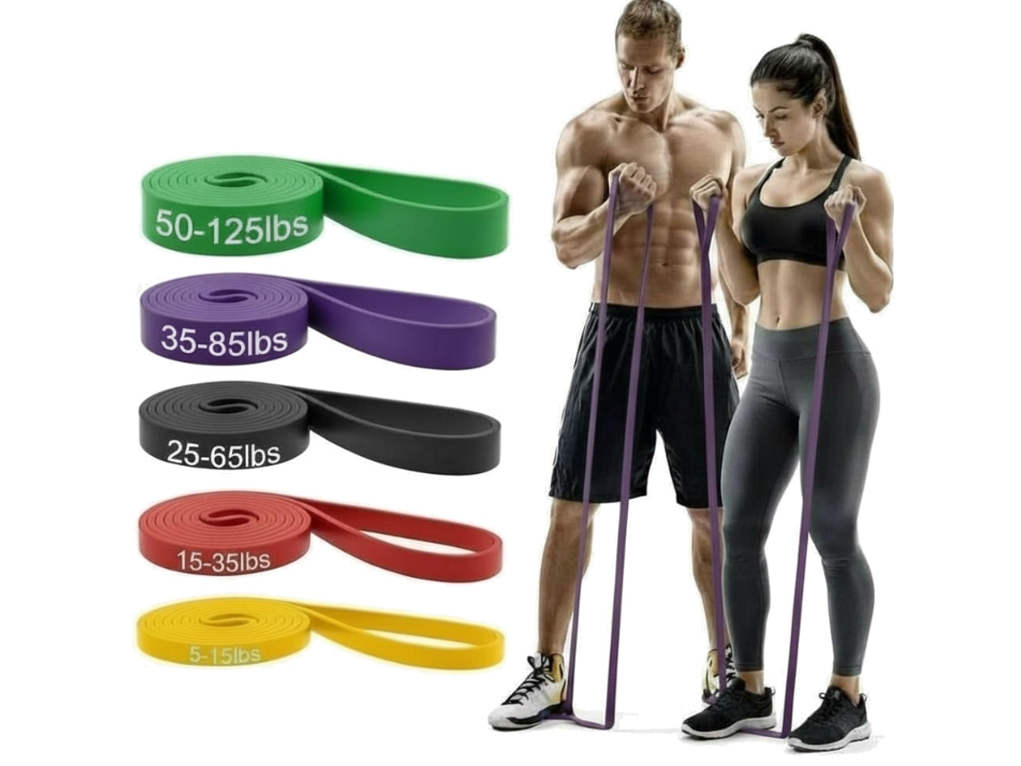 Conjunto De 5 Bandas De Resistência – Bandas Fitness – Para Treino E Fisioterapia – Unissexo
