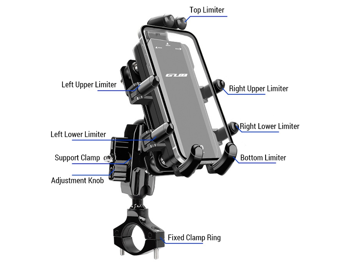 Suporte de Telefone para Motocicleta de Alumínio com Rotação 360° S/MARCA