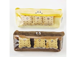 2026 estuche de Lápices de Peluche Con Forma de Galleta Creativo, Divertido Y Lindo, Color Marrón+amarillo Claro