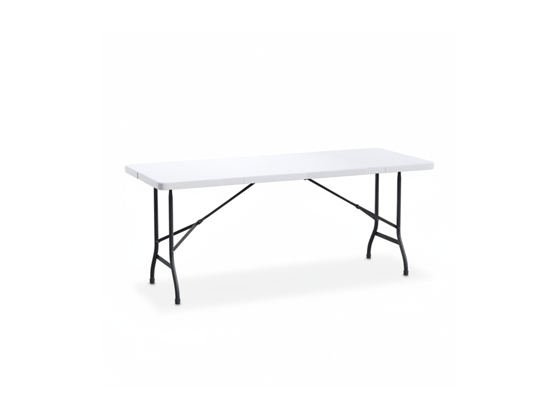 Relaxdays Mesa De Jardim Dobrável, Hbt: 72 X 180 X 74 Cm, Plástico, Aço, Resistente, 8 Pessoas, Branca