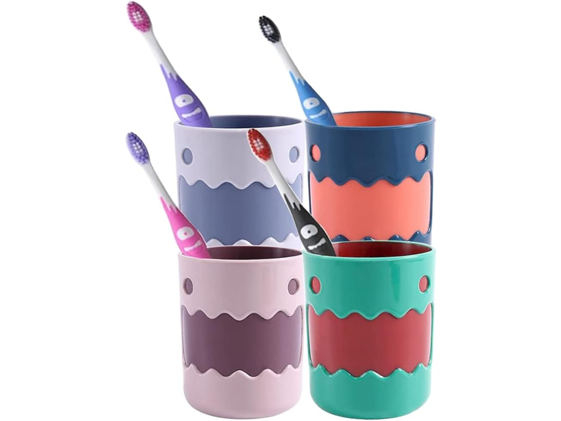Conjunto De 4 Copos Plástico Reutilizáveis ​​com Estampa Monstrinhos Fofos, 450 Ml Aquaforge