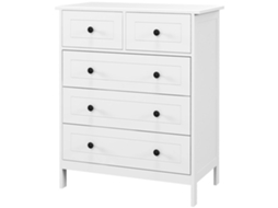 Cômoda 5 Gavetas Quarto E Entrada, Alça Metal Branco E Preto