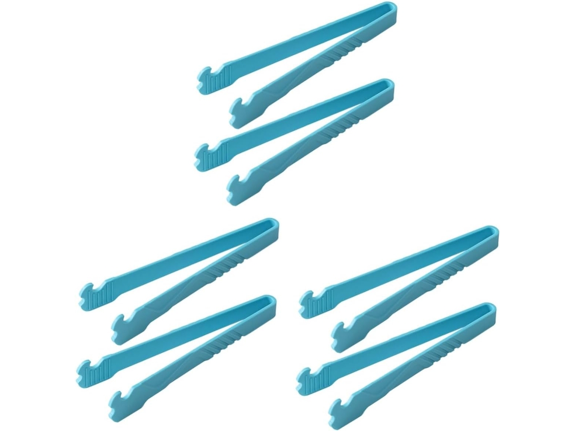 Pinças De Alimentos Multiuso Popetpop 6 Peças, Ergonômicas, Para Churrasco E Servir, Acessório Para Grelhar, Azul