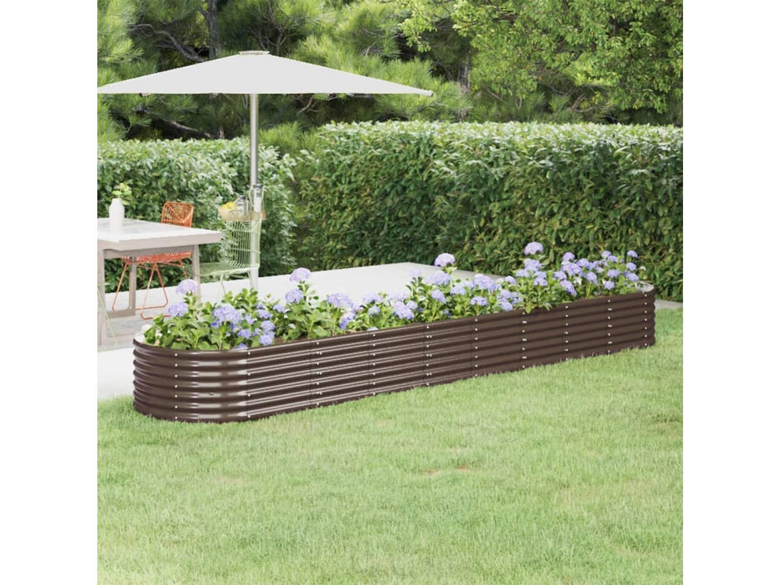 Vidaxl Canteiro Elevado Jardim 368x80x36cm Aço Galvanizado Castanho