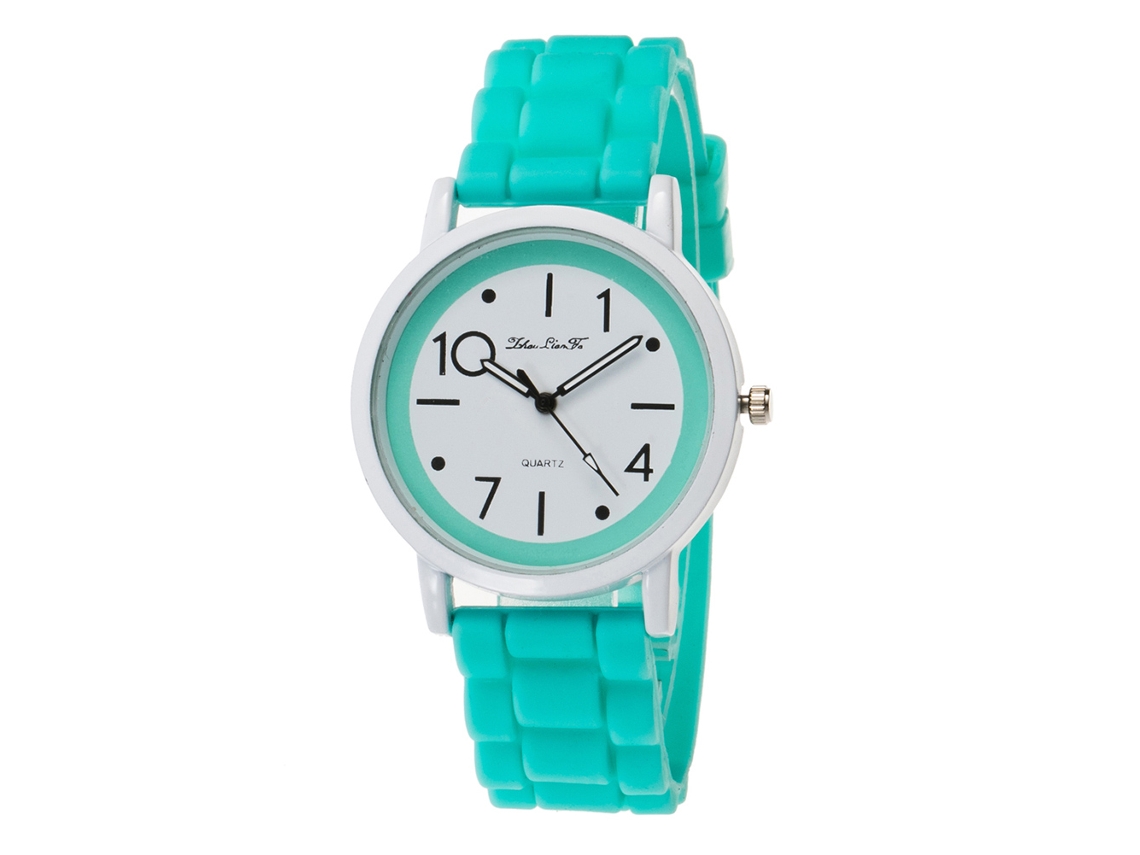 Relógio feminino coreano Zhoulianfa Zlf-0023, de silicone, quartzo, à prova d'água, luminoso, cor menta.