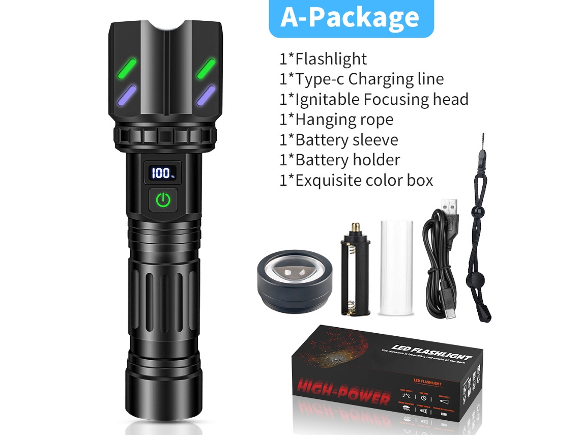 Lanterna Led Recarregável, 5 Modos, Compacta, À Prova de Água, Zoompacote a CZHHMART