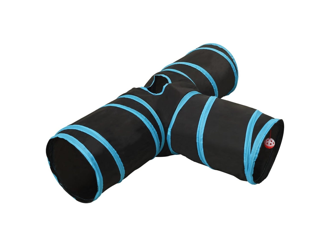 Vidaxl Túnel 3 Vias 90 Cm Poliéster Preto E Azul