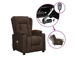 Vidaxl Poltrona De Massagens Elétrica Couro Artificial Castanho