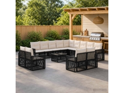 Vidaxl Conjunto De Sofá De Jardim 14 Unid. Preto E Branco Creme
