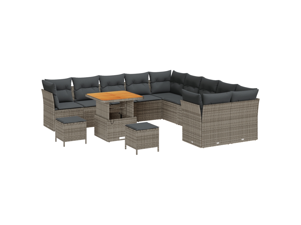 Conjunto 13 Conjunto De Sofá De Jardim Vidaxl Cinzento Vime Pe (80 X 80 X 71 Cm)