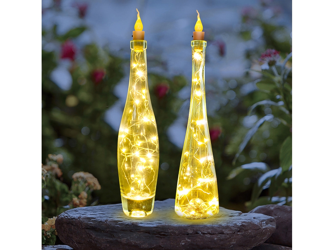 Fios de Luz de 2m com 21 Leds Ip65 Branco Quente para Decoração de Festas e Casamentos | S/MARCA