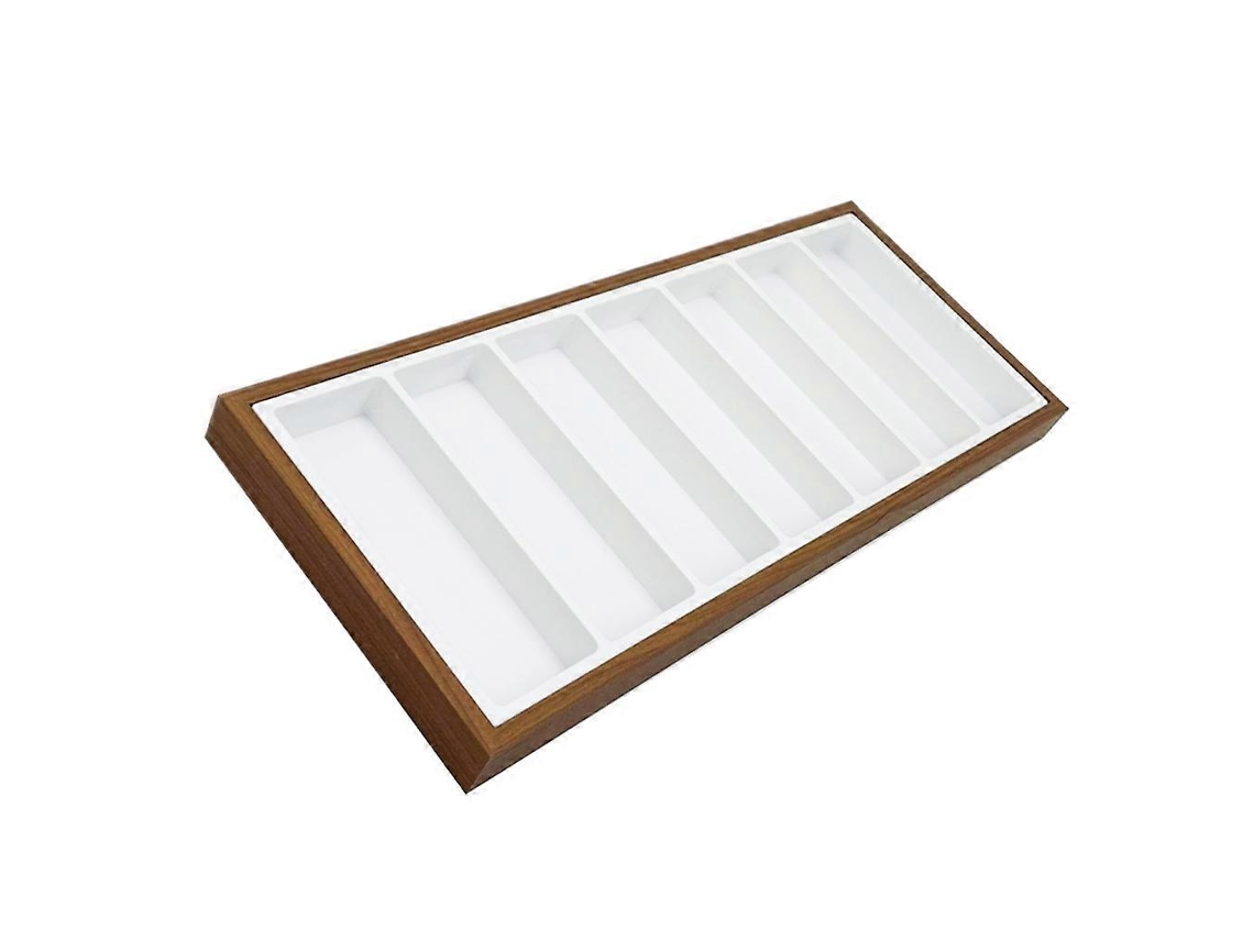 Bandeja Organizadora de Óculos com 7 Compartimentos, Suporte de Madeira para Exposição em Balcão, 19,3 X 47 X 3 Cm AQUAFORGE