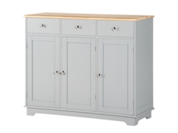 Aparador Cozinha 3 Gavetas 3 Portas prateleiras ajustáveis, móvel auxiliar, 101x40x85 Cm Cinzento | S/MARCA