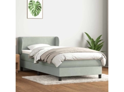 Vidaxl Cama Com Molas/colchão Cinzento-claro 90x220 Cm Veludo