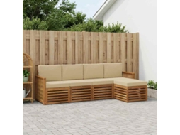Vidaxl Conjunto De Sofás Para Exterior 5 Unid. Natural E Bege