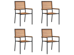 Conjunto 4 Assentos De Jardim Vidaxl Castanho Madeira De Acácia Maciça (54 X 56 X 90 Cm)